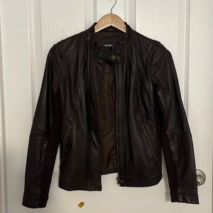 Mango Brown Leather Jacket in XXS
